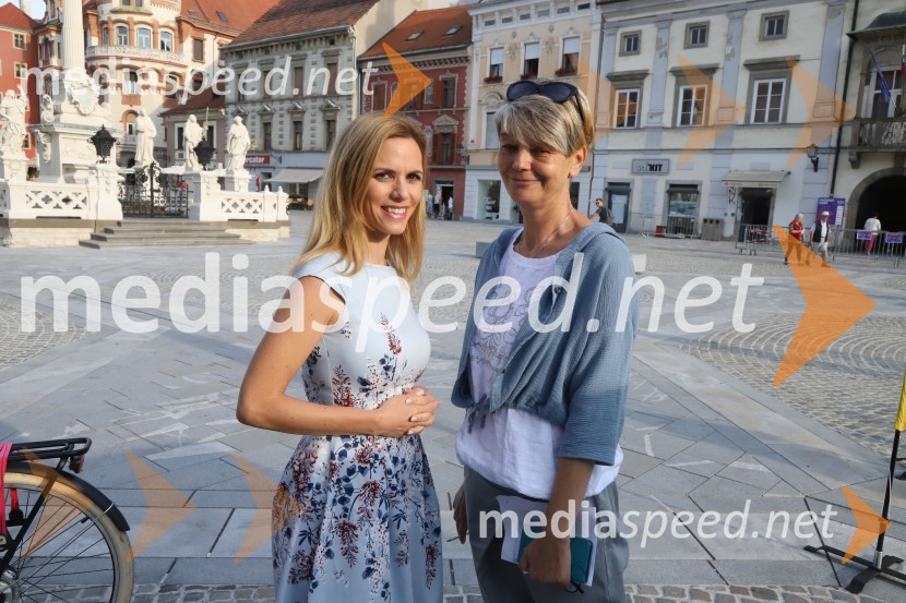  Katja Treer, voditeljica;  Eva Stavbar, novinarka, urednica RTV SLOZadnja poletna oddaja Dobro jutro iz mariborskega studia RTV SLO