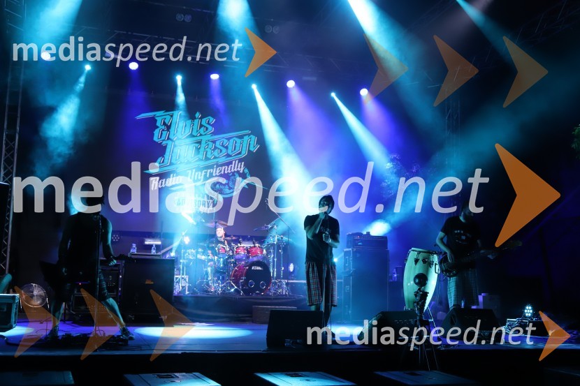  Boštjan  Beltram - Berto, kitarist, skupina Elvis Jackson;  Marko Soršak-Soki, bobnar, skupina Elvis Jackson;  David  Kovšca – Buda, pevec skupine Elvis Jackson;  Erik Makuc-Slavc, bas kitara, skupina Elvis Jackson2B band, Elvis Jackson in sobotno dogajanje, Festival Lent 2020