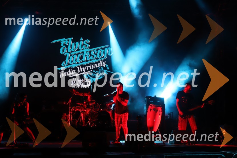  Boštjan  Beltram - Berto, kitarist, skupina Elvis Jackson;  Marko Soršak-Soki, bobnar, skupina Elvis Jackson;  David  Kovšca – Buda, pevec skupine Elvis Jackson;  Erik Makuc-Slavc, bas kitara, skupina Elvis Jackson2B band, Elvis Jackson in sobotno dogajanje, Festival Lent 2020