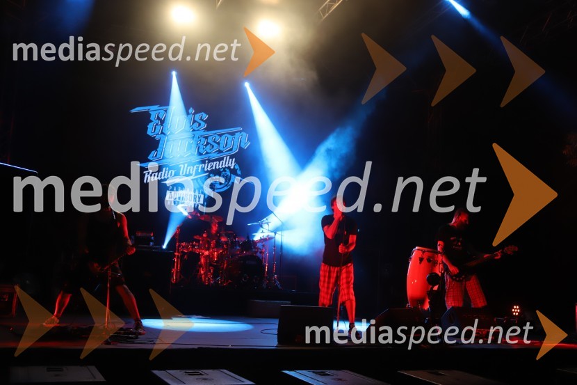  Boštjan  Beltram - Berto, kitarist, skupina Elvis Jackson;  Marko Soršak-Soki, bobnar, skupina Elvis Jackson;  David  Kovšca – Buda, pevec skupine Elvis Jackson;  Erik Makuc-Slavc, bas kitara, skupina Elvis Jackson2B band, Elvis Jackson in sobotno dogajanje, Festival Lent 2020