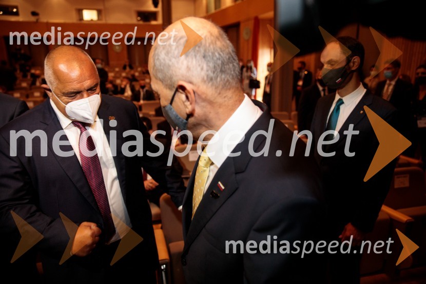  Bojko Borisov, predsednik Vlade Republike Bolgarije;  Janez Janša, predsednik vlade RS;  Anže Logar, minister za zunanje zadeve15. mednarodna konferenca Blejski strateški forum