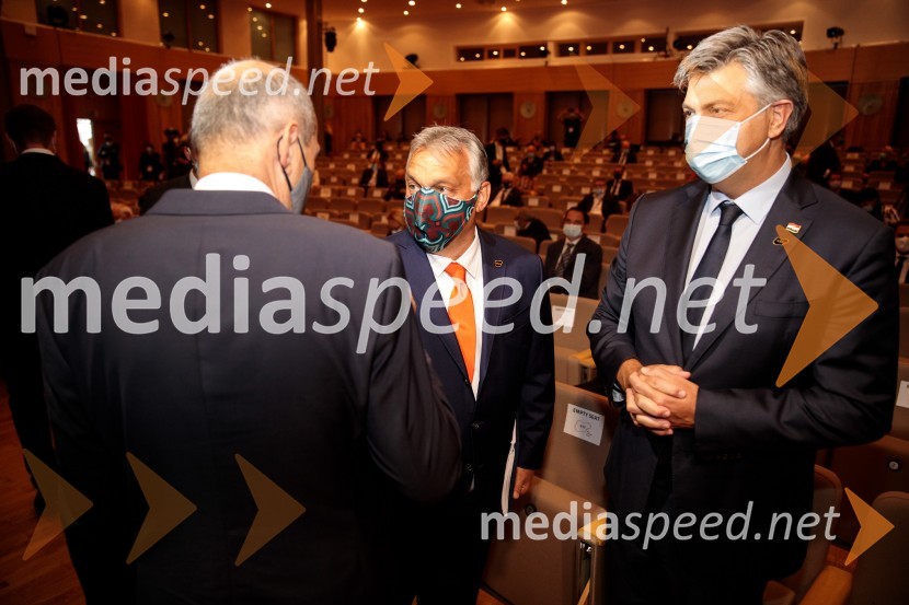  Janez Janša, predsednik SDS;  Viktor Orbán, predsednik madžarske vlade;  Andrej  Plenković, predsednik Vlade Republike Hrvaške15. mednarodna konferenca Blejski strateški forum