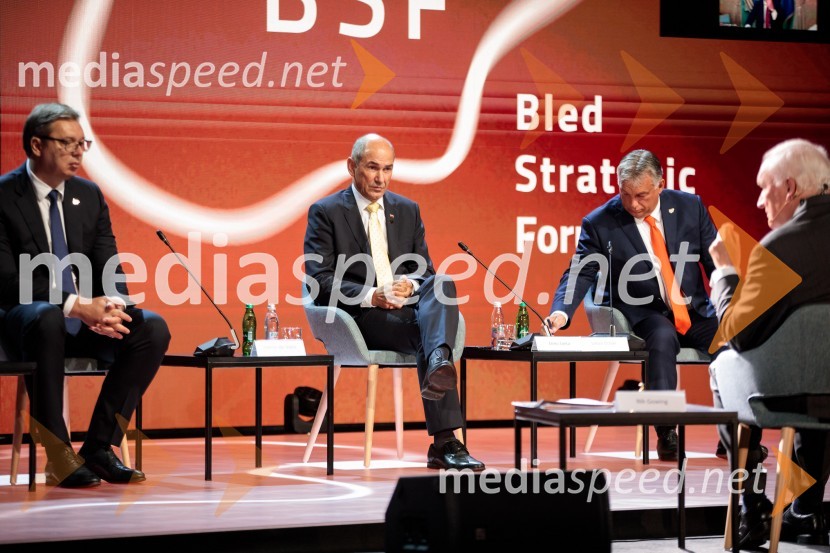  Aleksandar Vučić, predsednik Republike Srbije;  Janez Janša, predsednik vlade RS;  Viktor Orbán, predsednik madžarske vlade;  ... 15. mednarodna konferenca Blejski strateški forum