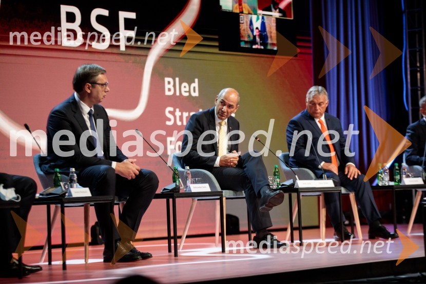  Aleksandar Vučić, predsednik Republike Srbije;  Janez Janša, predsednik vlade RS;  Viktor Orbán, predsednik madžarske vlade15. mednarodna konferenca Blejski strateški forum