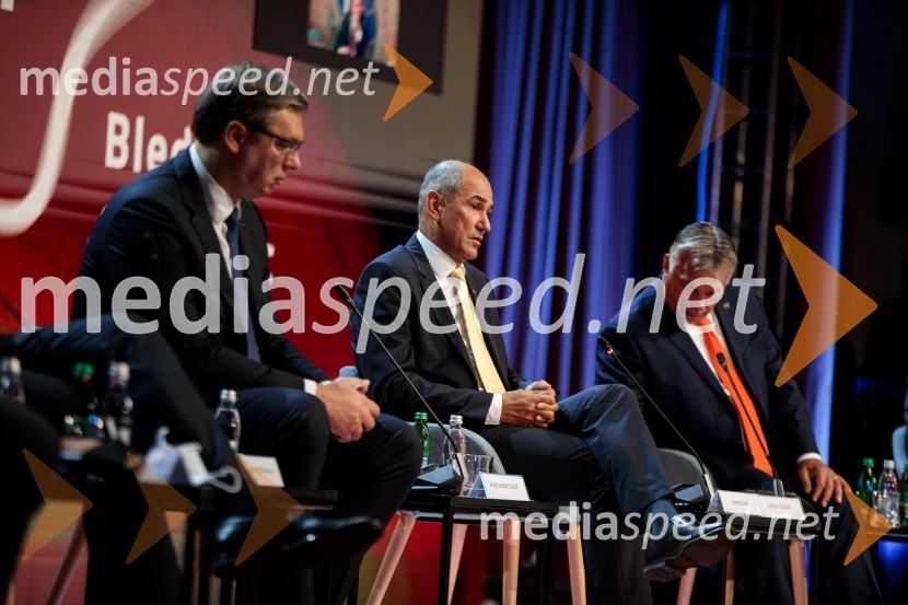  Aleksandar Vučić, predsednik Republike Srbije;  Janez Janša, predsednik vlade RS;  Viktor Orbán, predsednik madžarske vlade15. mednarodna konferenca Blejski strateški forum