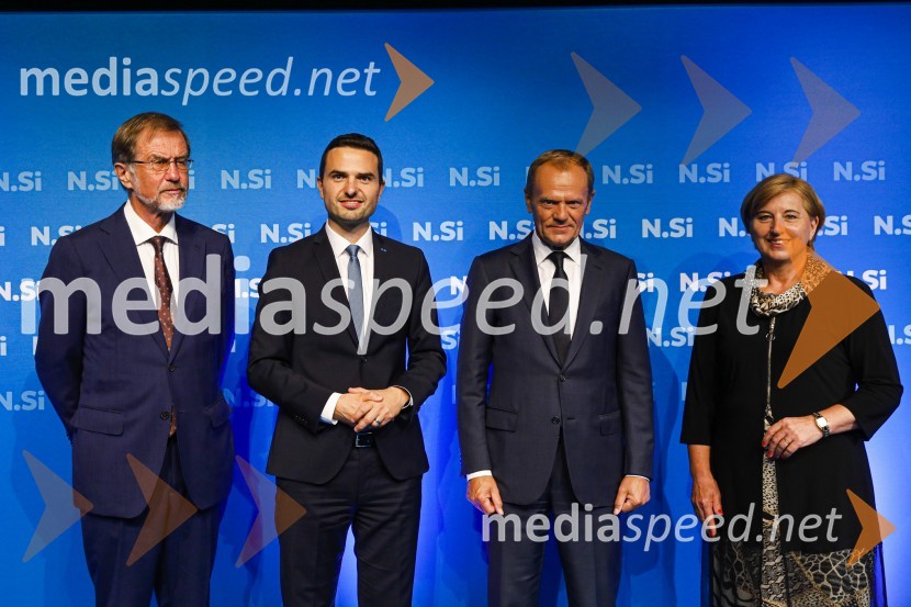  Lojze Peterle, slovenski politik;  Matej Tonin, podpredsednik vlade in minister za obrambo;  Donald Tusk, predsednik Evropske ljudske stranke, nekdanji predsednik Evropskega sveta;  ... 20 let stranke Nova Slovenija