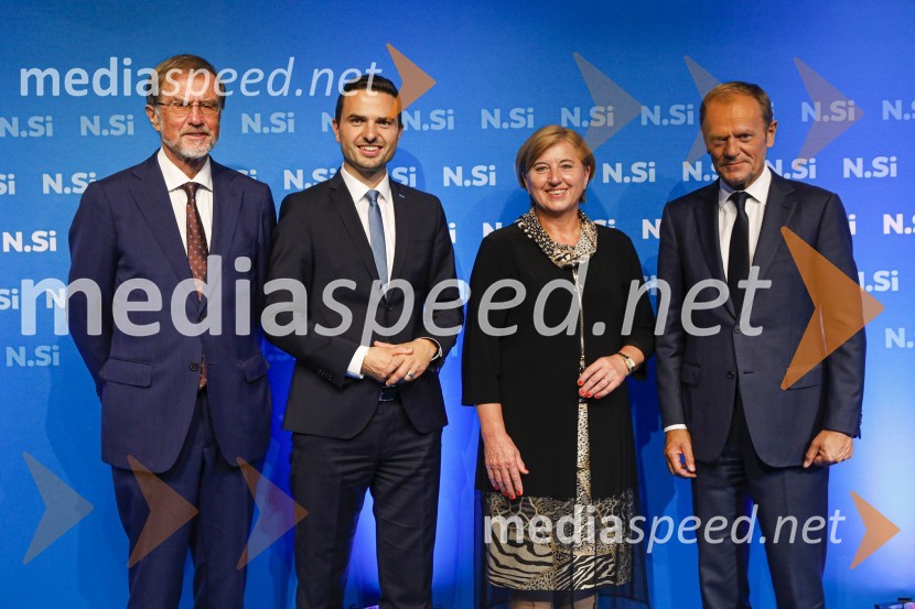  Lojze Peterle, slovenski politik;  Matej Tonin, podpredsednik vlade in minister za obrambo;  ... ;  Donald Tusk, predsednik Evropske ljudske stranke, nekdanji predsednik Evropskega sveta20 let stranke Nova Slovenija