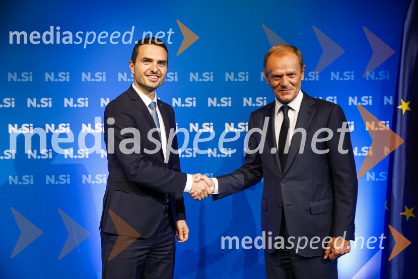  Matej Tonin, podpredsednik vlade in minister za obrambo;  Donald Tusk, predsednik Evropske ljudske stranke, nekdanji predsednik Evropskega sveta20 let stranke Nova Slovenija