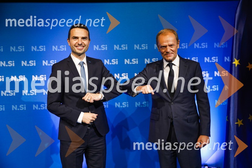  Matej Tonin, podpredsednik vlade in minister za obrambo;  Donald Tusk, predsednik Evropske ljudske stranke, nekdanji predsednik Evropskega sveta20 let stranke Nova Slovenija