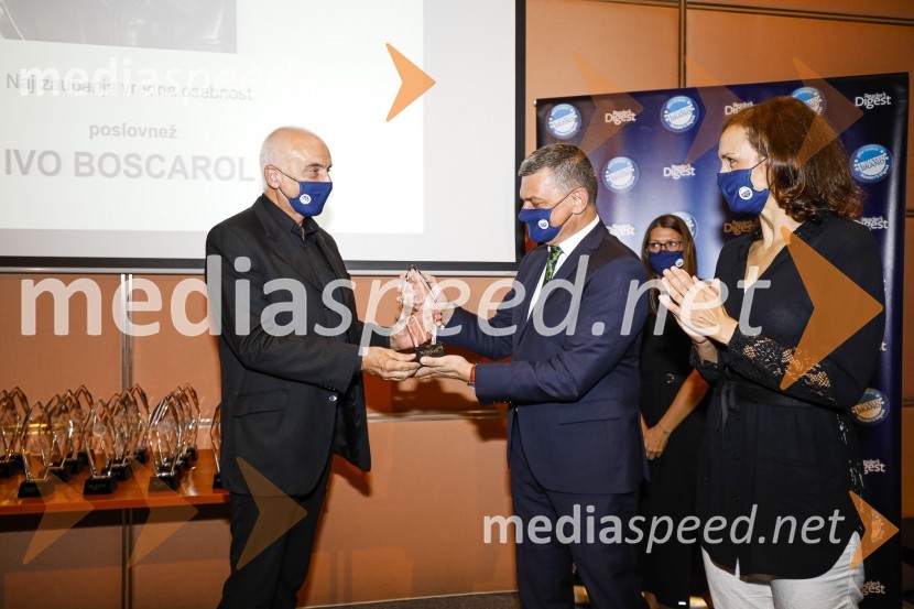  Ivo Boscarol, generalni direktor Pipistrel d.o.o.;  Daniel Škraba, vodja Reader's Digest Slovenija;  ... Trusted Brand 2020, podelitev priznanj