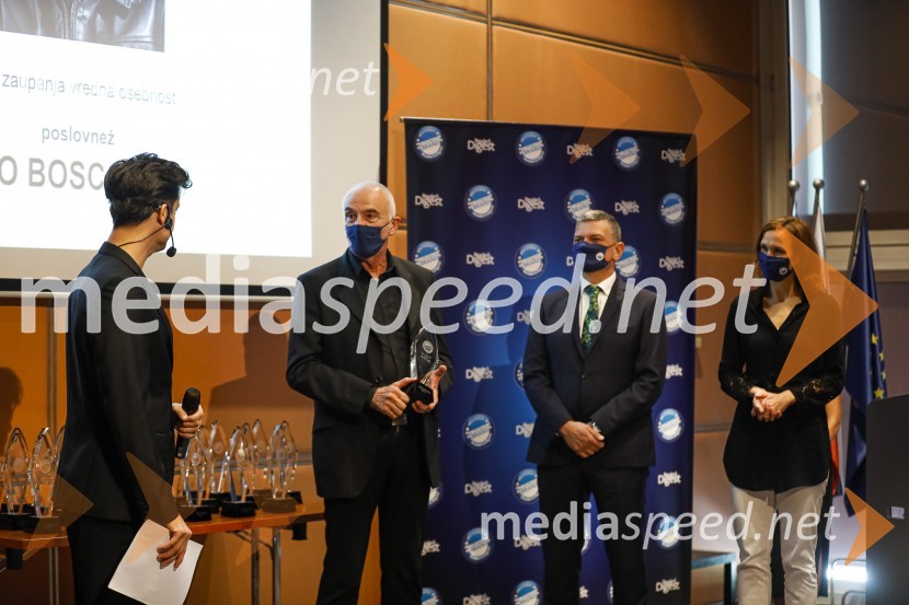  Domen Valič, igralec;  Ivo Boscarol, generalni direktor Pipistrel d.o.o.;  Daniel Škraba, vodja Reader's Digest Slovenija;  ... Trusted Brand 2020, podelitev priznanj
