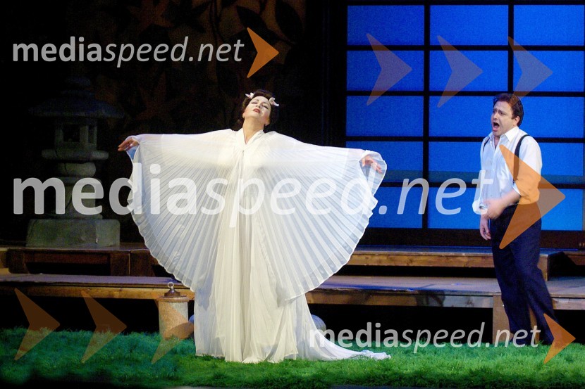 Olga Romanko, v vlogi Madame Butterfly in Daniel Magdal, v vlogi B. F. PinkertonaPremiera opere Madame Butterfly