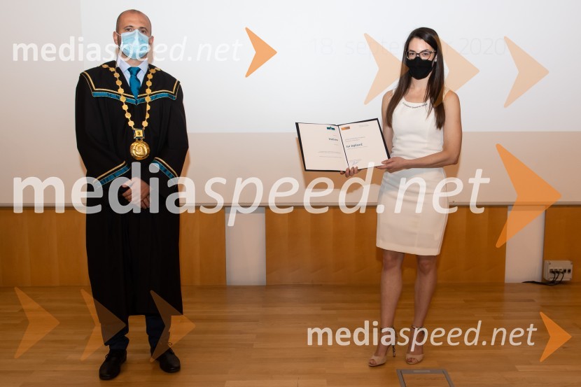 prof. dr. Miralem  Hadžiselimović, Prorektor za infrastrukturo Univerze v Mariboru;  Iva JajčevičDan univerze v Mariboru 2020