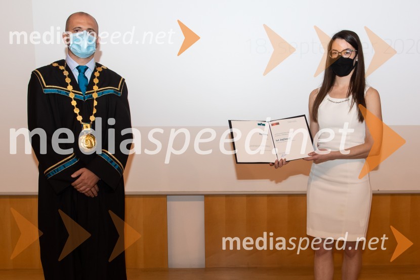 prof. dr. Miralem  Hadžiselimović, Prorektor za infrastrukturo Univerze v Mariboru;  Iva JajčevičDan univerze v Mariboru 2020