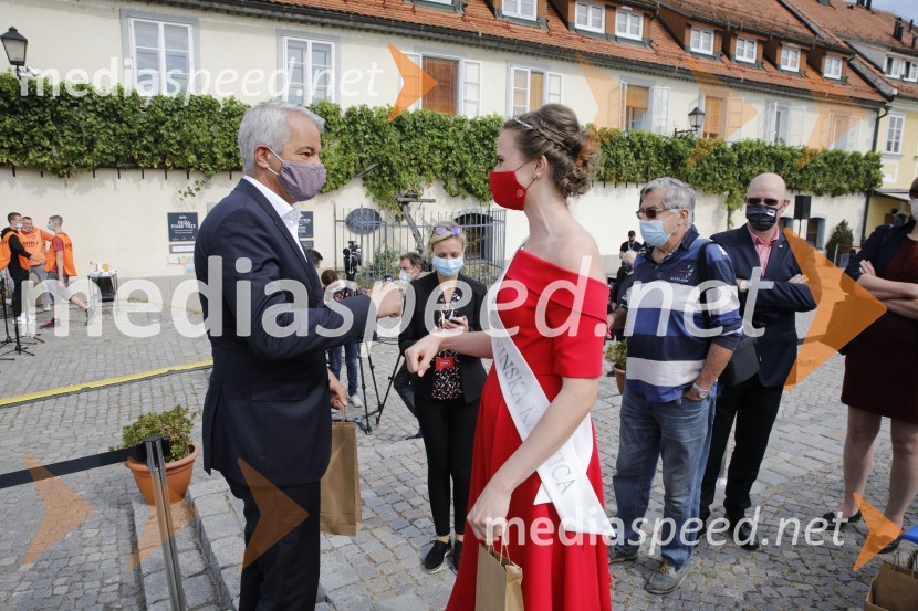  Aleksander Saša Arsenovič, župan, Mestna občina Maribor;  Neža Jarc, Mariborska vinska kraljica 2020Svečana trgatev stare trte 2020