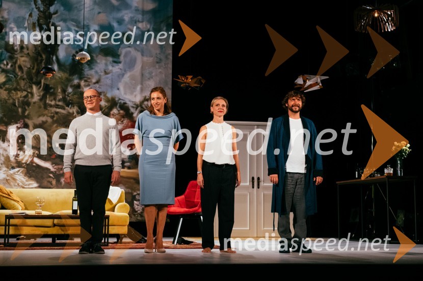  Damjan M. Trbovc, igralec;  Barbara Medvešček, igralka;  Manca  Ogorevc, igralka;  Andrej Murenc, igralecLaž, premiera komedije v SLG Celje