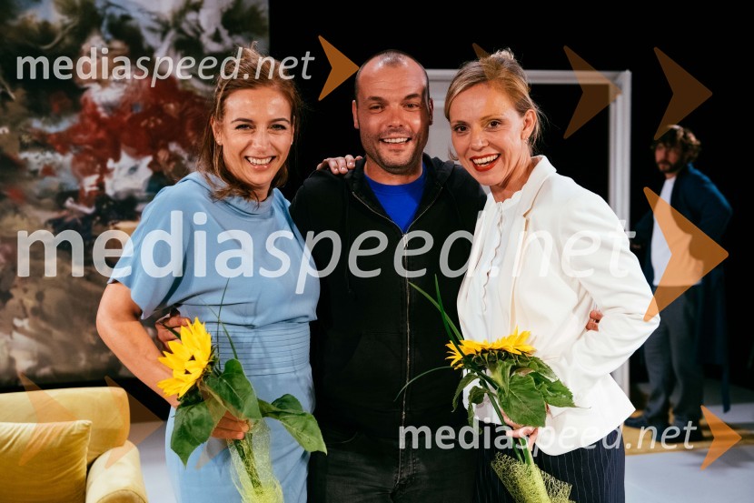  Barbara Medvešček, igralka;  Jernej Kobal, režiser;  Manca  Ogorevc, igralkaLaž, premiera komedije v SLG Celje