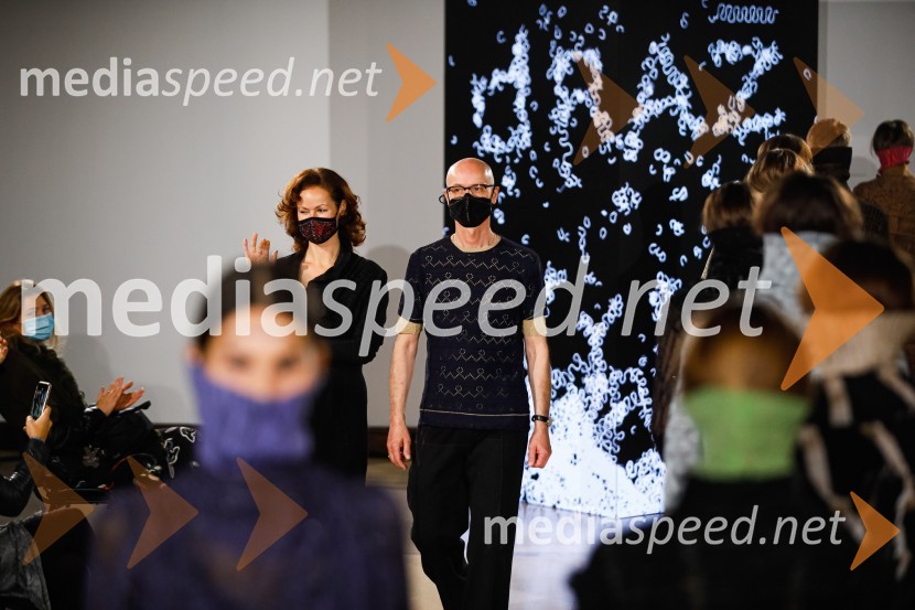  Urška Draž, modna oblikovalka, Pletenine Draž;  Tomaž Draž, modni oblikovalec, Pletenine DražNatasa Hrupic, Draž in Prik modna revija, Ljubljana Fashion Week 2020