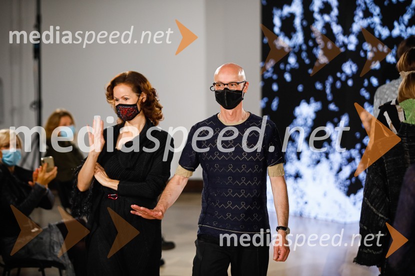  Urška Draž, modna oblikovalka, Pletenine Draž;  Tomaž Draž, modni oblikovalec, Pletenine DražNatasa Hrupic, Draž in Prik modna revija, Ljubljana Fashion Week 2020