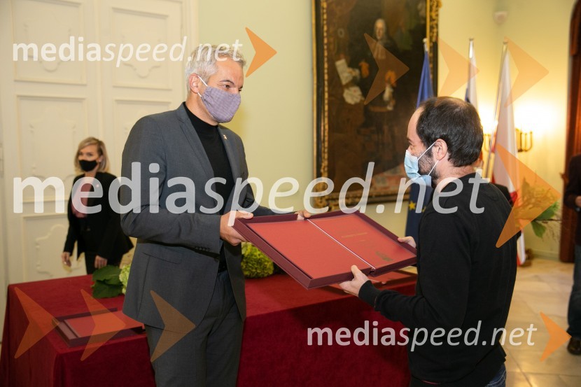  Aleksander Saša Arsenovič, župan, Mestna občina Maribor;  Matjaž Ivanišin, režiserSprejem Glazerjevih nagrajencev