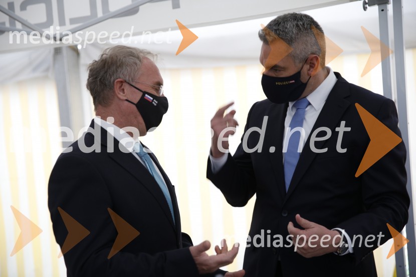  Aleš Hojs, Minister za notranje zadeve;  Karl Nehammer, minister za notranje zadeve AvstrijePolicijski droni - skupna vaja slovenske in avstrijske policije