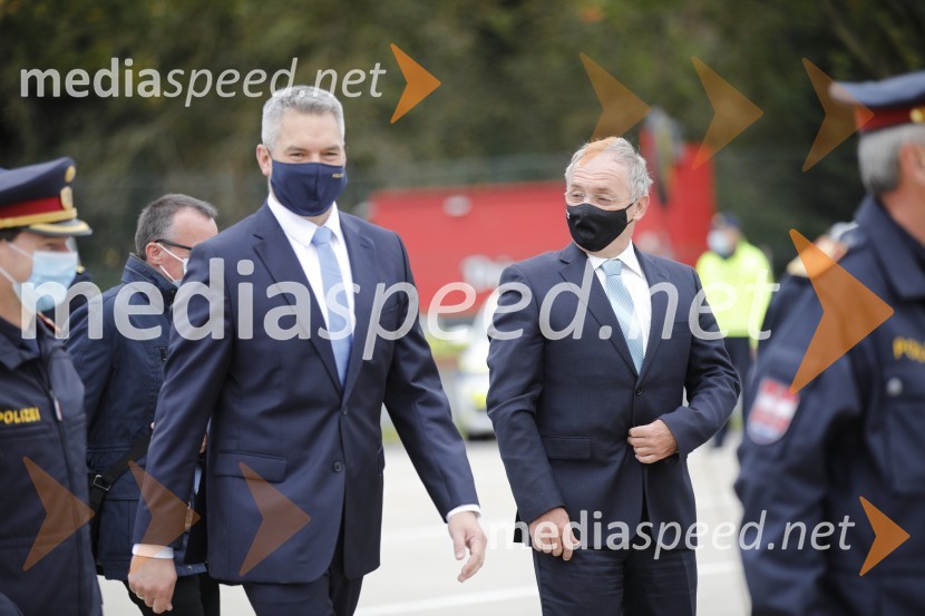  Karl Nehammer, minister za notranje zadeve Avstrije;  Aleš Hojs, Minister za notranje zadevePolicijski droni - skupna vaja slovenske in avstrijske policije