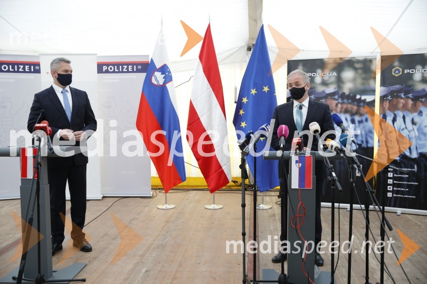  Karl Nehammer, minister za notranje zadeve Avstrije;  Aleš Hojs, Minister za notranje zadevePolicijski droni - skupna vaja slovenske in avstrijske policije