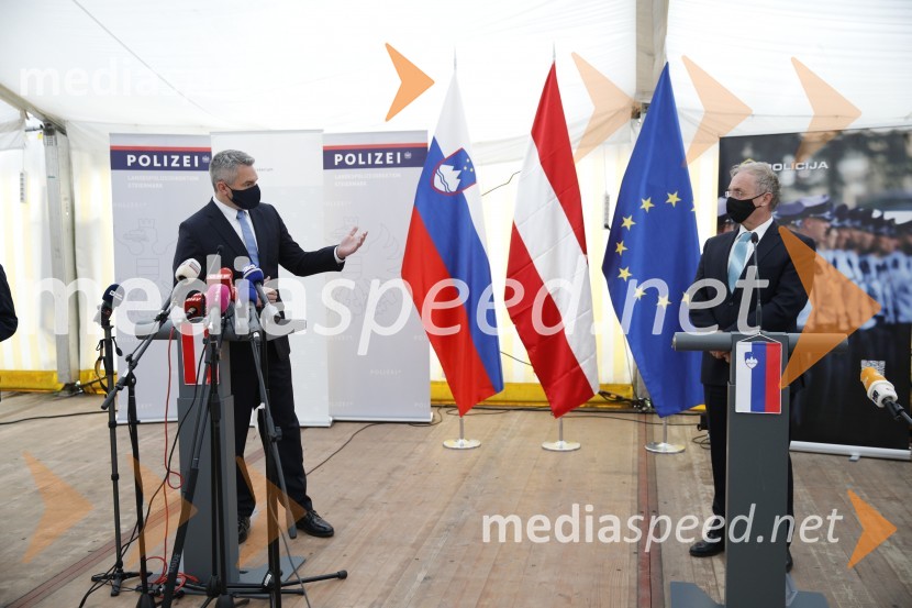  Karl Nehammer, minister za notranje zadeve Avstrije;  Aleš Hojs, Minister za notranje zadevePolicijski droni - skupna vaja slovenske in avstrijske policije