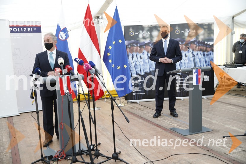  Aleš Hojs, Minister za notranje zadeve;  Karl Nehammer, minister za notranje zadeve AvstrijePolicijski droni - skupna vaja slovenske in avstrijske policije