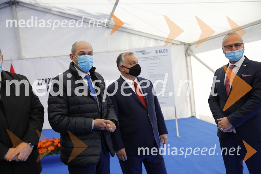  Janez Janša, predsednik vlade RS;  Viktor Orbán, predsednik madžarske vlade;  Gordan Grlić Radman, zunanji minister Vlade Republike HrvaškeOdprtje začetka izgradnje daljnovoda Cirkovce - Pince