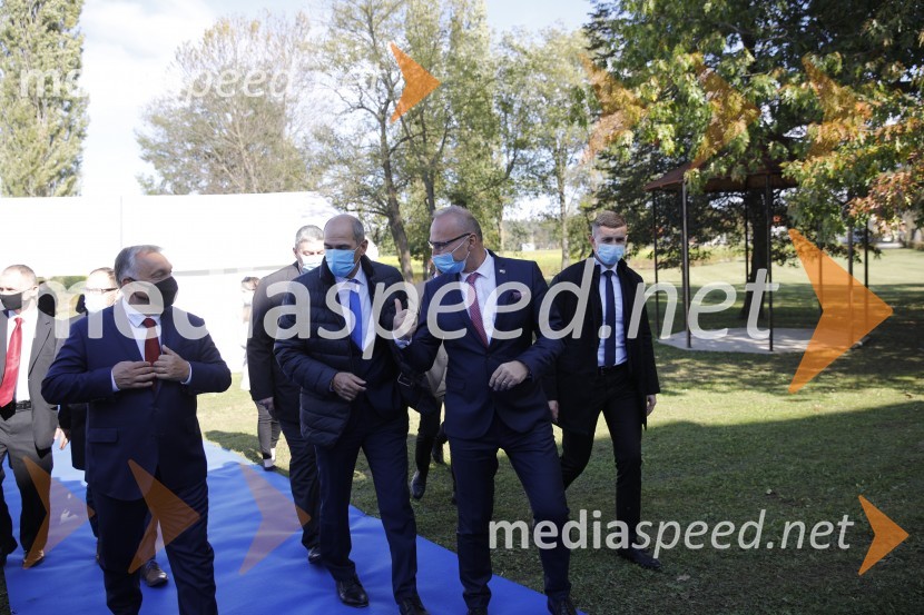  Viktor Orbán, predsednik madžarske vlade;  Janez Janša, predsednik vlade RS;  Gordan Grlić Radman, zunanji minister Vlade Republike HrvaškeOdprtje začetka izgradnje daljnovoda Cirkovce - Pince