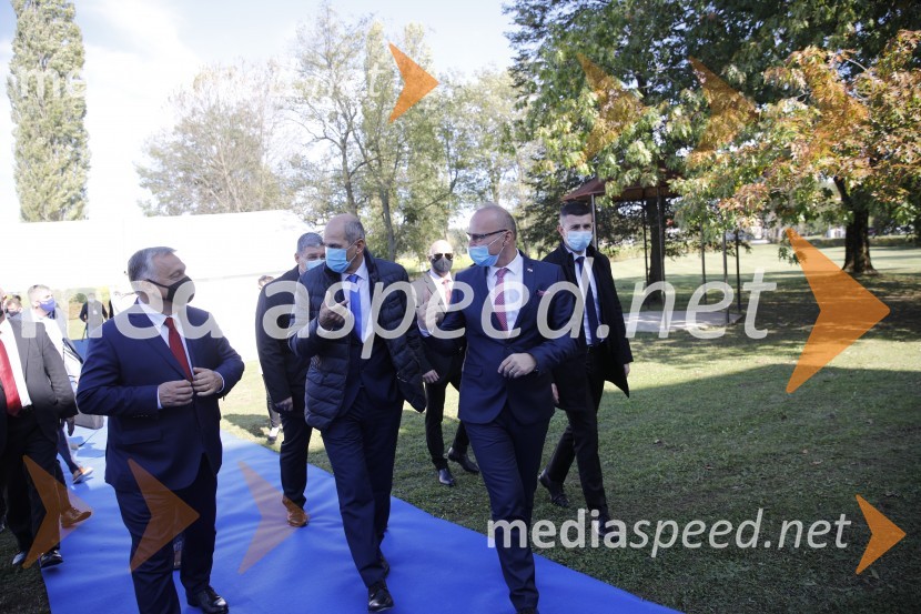  Viktor Orbán, predsednik madžarske vlade;  Janez Janša, predsednik vlade RS;  Gordan Grlić Radman, zunanji minister Vlade Republike HrvaškeOdprtje začetka izgradnje daljnovoda Cirkovce - Pince