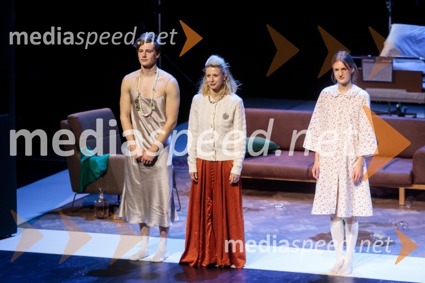  Matej Zemljič, igralec;  Tjaša  Železnik, igralka;  Lucija Harum, igralkaTa obraz, premiera drame