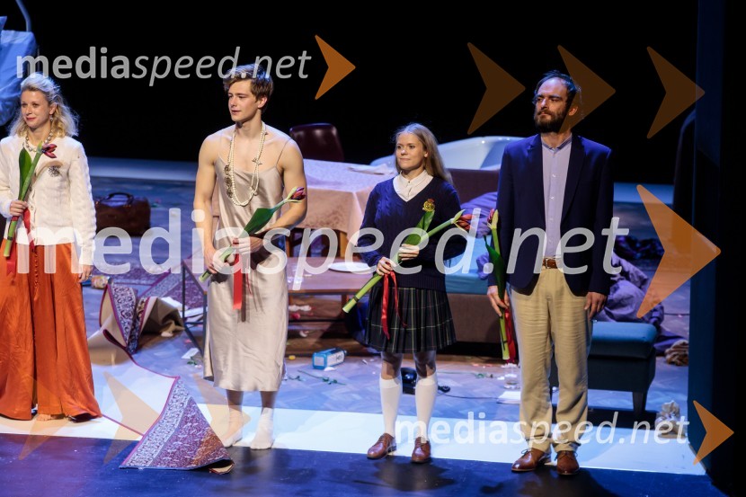  Tjaša  Železnik, igralka;  Matej Zemljič, igralec;  Ana Pavlin, igralka;  Gregor Gruden, igralecTa obraz, premiera drame