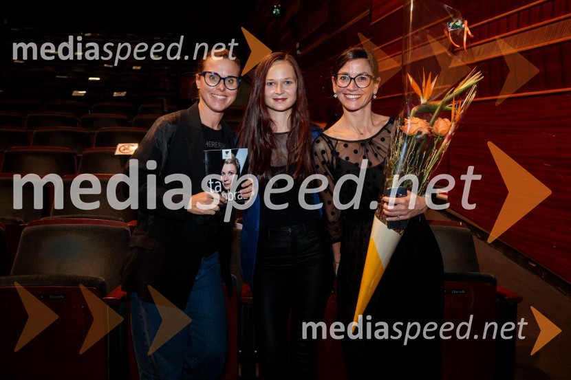  Petra Bizjak, Direktoričina pomočnica, poslovni vodja MGL;  Katarina Koprivnikar, marketing MGL;  Simona  Belle, služba za stike z javnostmi MGLTa obraz, premiera drame