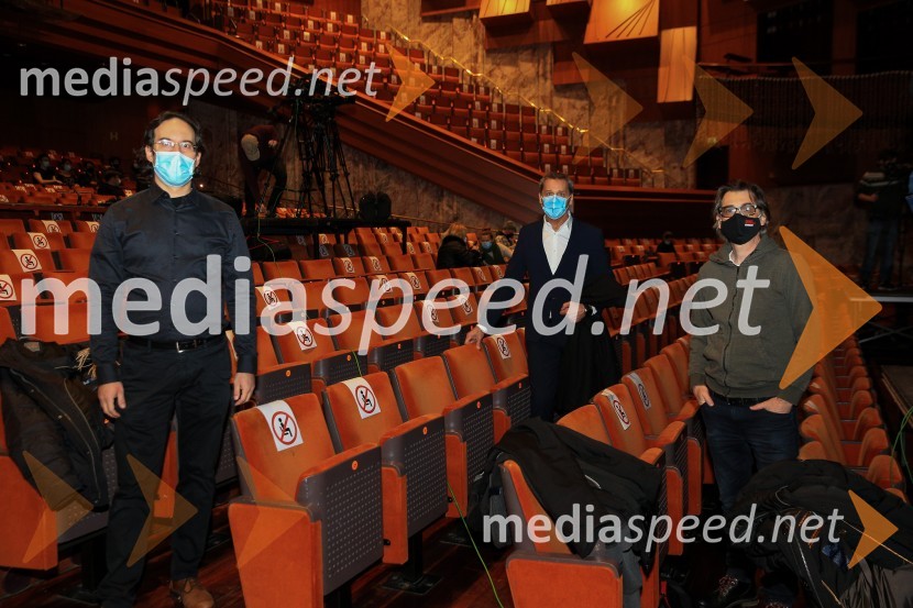  Simon Krečič, umetniški direktor Opere SNG Maribor;  Danilo Rošker, direktor SNG Maribor;  Aleksandar  Popovski, režiser, umetniški direktor Drame SNG MariborNanine pesmi, backstage snemanja predstave v SNG Maribor