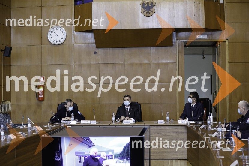  Srečko Šestan, poveljnik, Civilna zaščita Republike Slovenije;  Borut Pahor, predsednik Republike Slovenije;  Matjaž Rakovec, župan Mestne občine KranjBorut Pahor na obisku v Mestni Občini Kranj