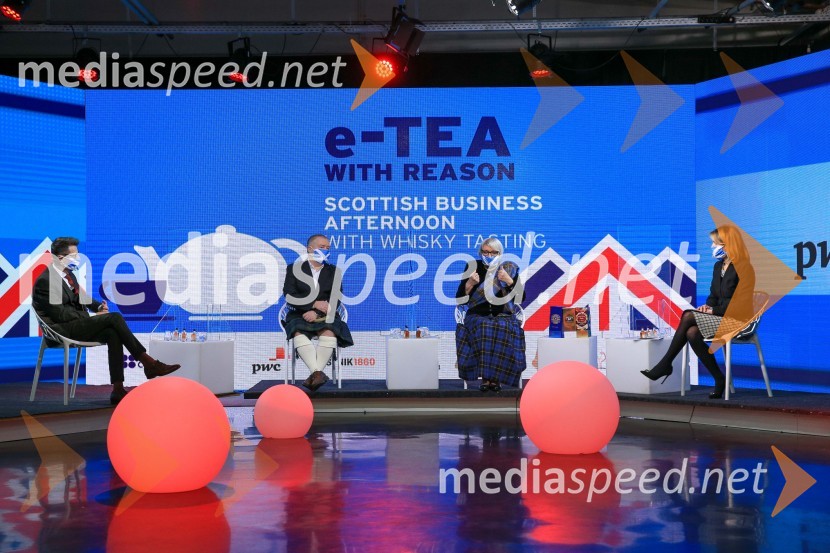  Dragan Barbutovski, British Council v Sloveniji, direktor;  GreG McPartlin, predstavnik Škotske v Sloveniji;  Majda Debevc, sommelierka, The Keeper of the quaich;  Barbara Uranjek, direktorica, Britansko-slovenska gospodarska zbornicaE čaj z razlogom - Degustacija škotskih viskijev