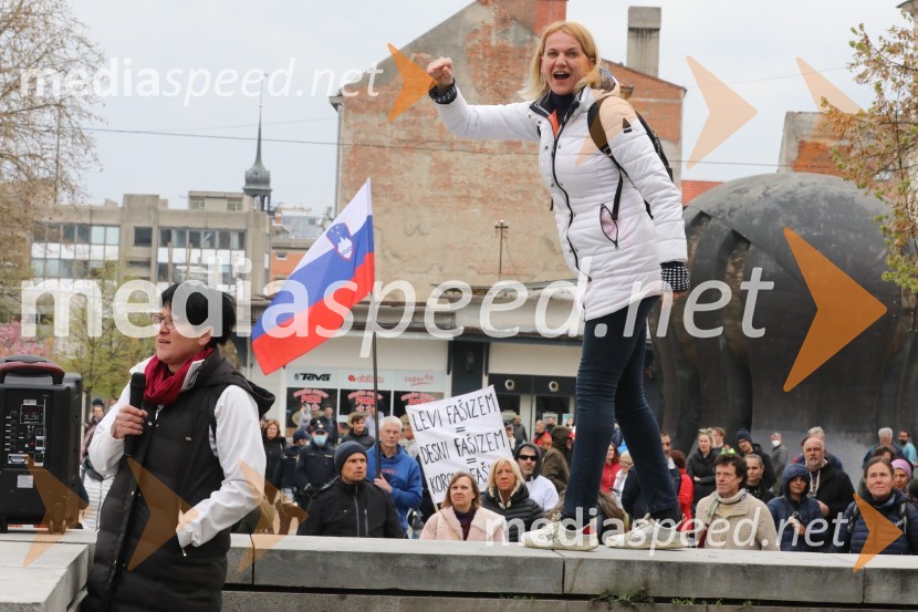 Protesti proti ukrepom za preprečitev Covid19 v Mariboru