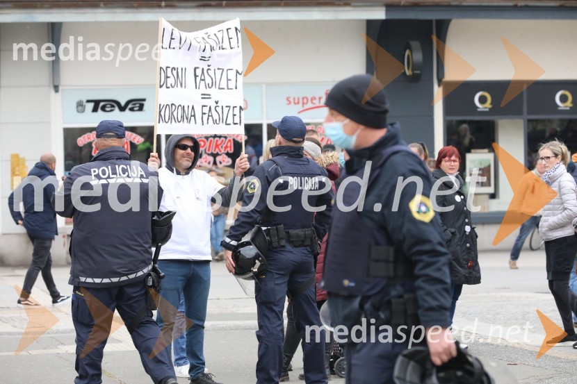 Protesti proti ukrepom za preprečitev Covid19 v Mariboru