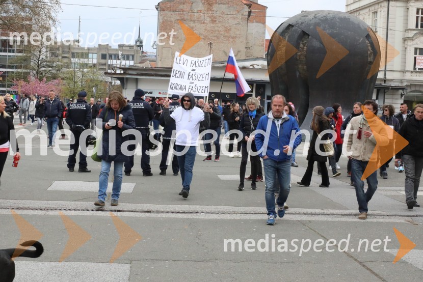 Protesti proti ukrepom za preprečitev Covid19 v Mariboru