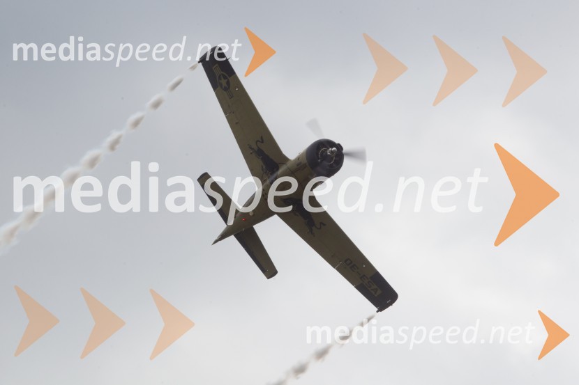 T28 Trojan / OE-ESAThe Flying Bulls, trening pilotov in letal Red Bull v Mariboru