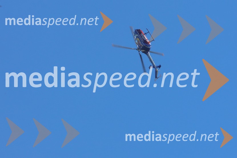 Helikopter BO-105C / D-HTDM s katerim leti Felix BaumgartnerThe Flying Bulls, trening pilotov in letal Red Bull v Mariboru