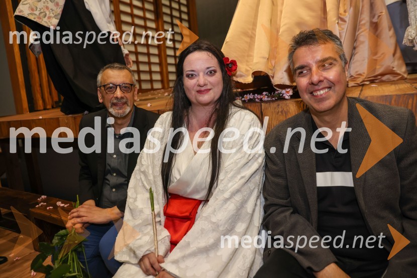  Luca Dall' Alpi, kostumograf;  Rebeka Lokar, operna pevka;  Pier Francesco  Maestrini, režiserMadama Butterfly, premiera opere, Slovensko Narodno Gledališče Maribor