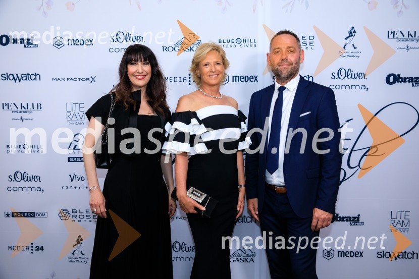  Tina  Fabjan, vodja umetnikov ličenja Max Factor;  Aleša Mižigoj, direktorica Medex, d. o. o.;  ... Patricia Pangeršič je Femme fatal 2021