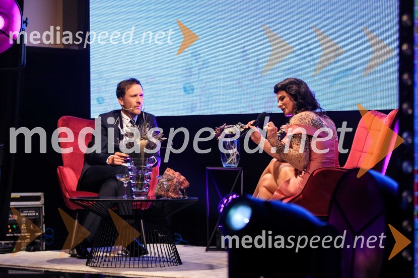  Klemen Slakonja, igralec, komik in TV voditelj;  Nataša Godler, NatashaSPAce MediestheticPatricia Pangeršič je Femme fatal 2021