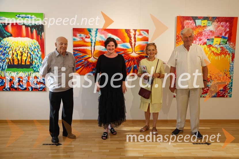  Franc Novinc, umetnik;  Petra  Bizilj Silva, kustosinja Generali galerije;  Mojca Smerdu, kiparka;  Aleksander  Bassin, muzejski svetnikFranc Novinc, razstava Harmonija barvne uglašenosti, Generali galerija