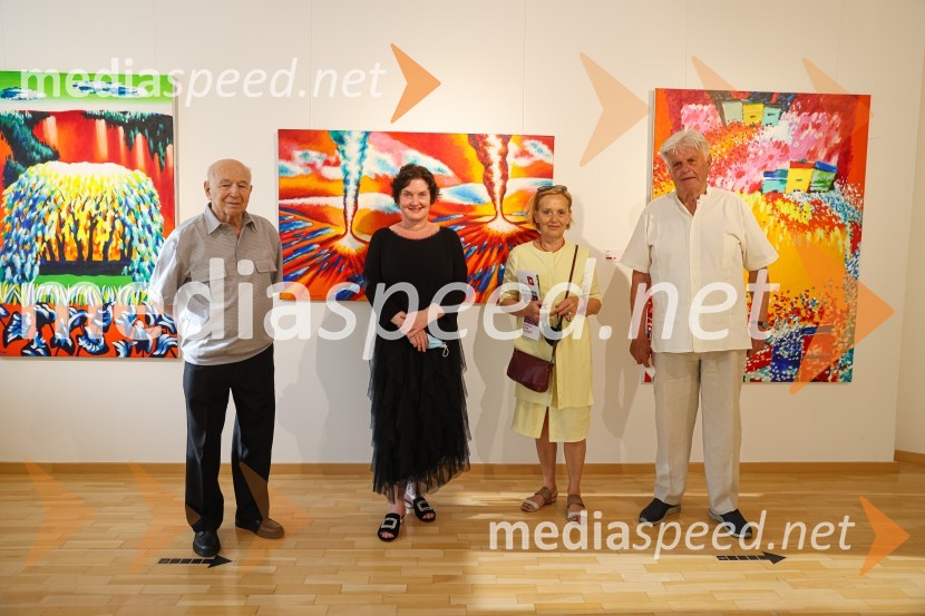  Franc Novinc, umetnik;  Petra  Bizilj Silva, kustosinja v Generali galeriji;  Mojca Smerdu, kiparka;  Aleksander  Bassin, muzejski svetnikFranc Novinc, razstava Harmonija barvne uglašenosti, Generali galerija