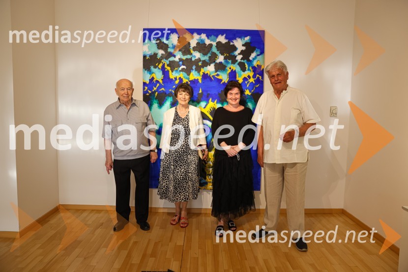  Franc Novinc, umetnik;  Gabrijela Demšar;  Petra  Bizilj Silva, kustosinja Generali galerije;  Aleksander  Bassin, muzejski svetnikFranc Novinc, razstava Harmonija barvne uglašenosti, Generali galerija