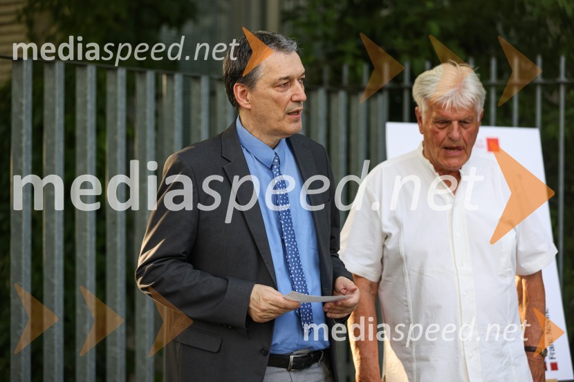  Matija Šenk, član uprave Generali;  Aleksander  Bassin, muzejski svetnikFranc Novinc, razstava Harmonija barvne uglašenosti, Generali galerija